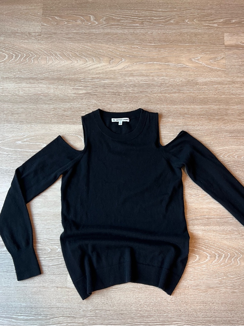 Black Cold-Shoulder Sweater - the Cashmere Project